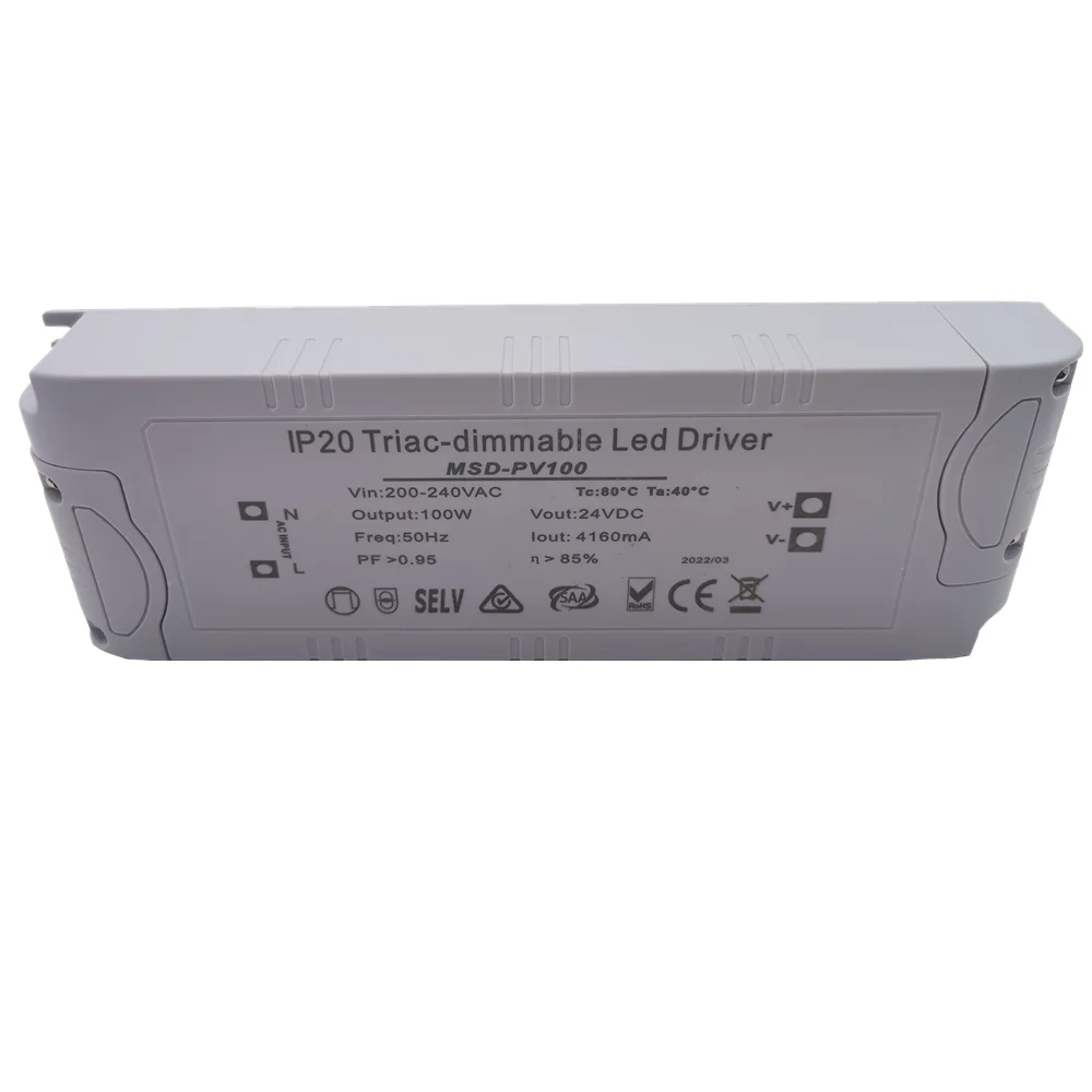Indoor Triac dimmable 100W Power Supply Constant Voltage 12V 24V Forward Phase and Reverse Phase Cut dimmable Driver
