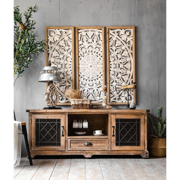 DSG-23 American retro do old simple small family living room decoration solid wood TV cabinet