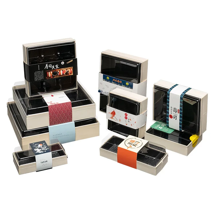 10 inch Biodegradable Wooden Cake Box with plastic base and Lid  Food Grade Disposable Cheese Sushi Packaging Box