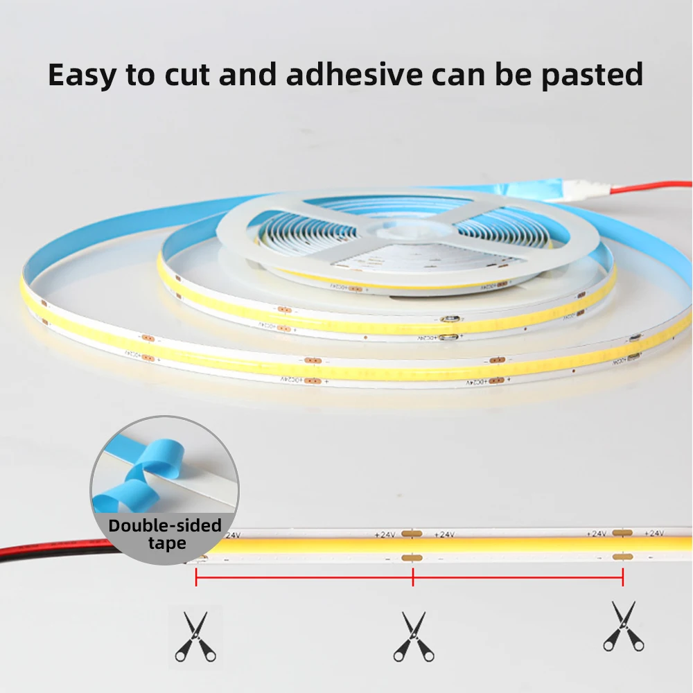 CE ROHS Led Tapes Cob Dc24V Cinta LED 12V COB LED Strip Light CCT Flexible Led Aluminum Profile Strip Light