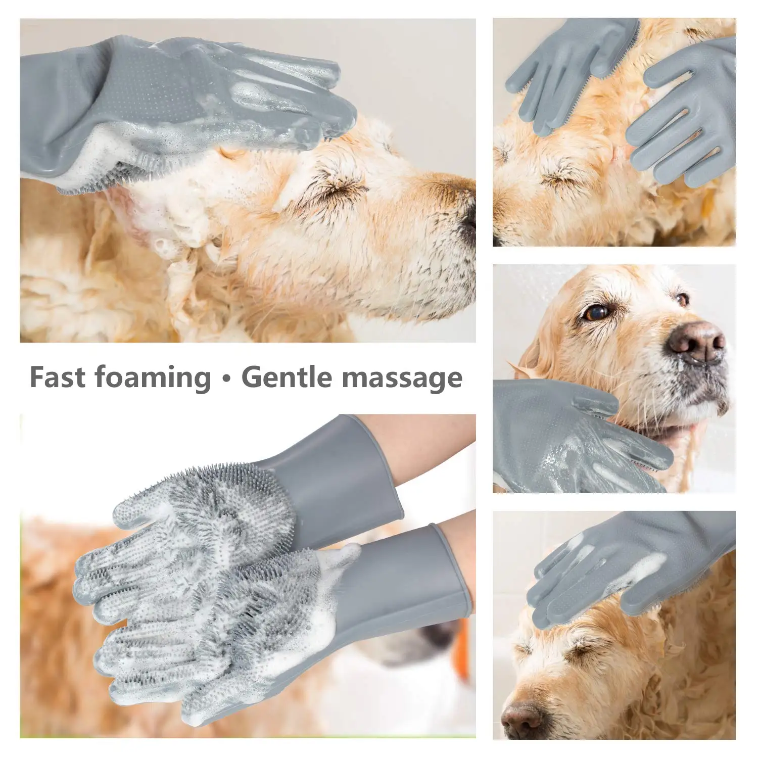 Pet hair remover pet Cleaning Brush Rubber Five Fingers Deshedding Pet grooming gloves For Dog Animals Bathing