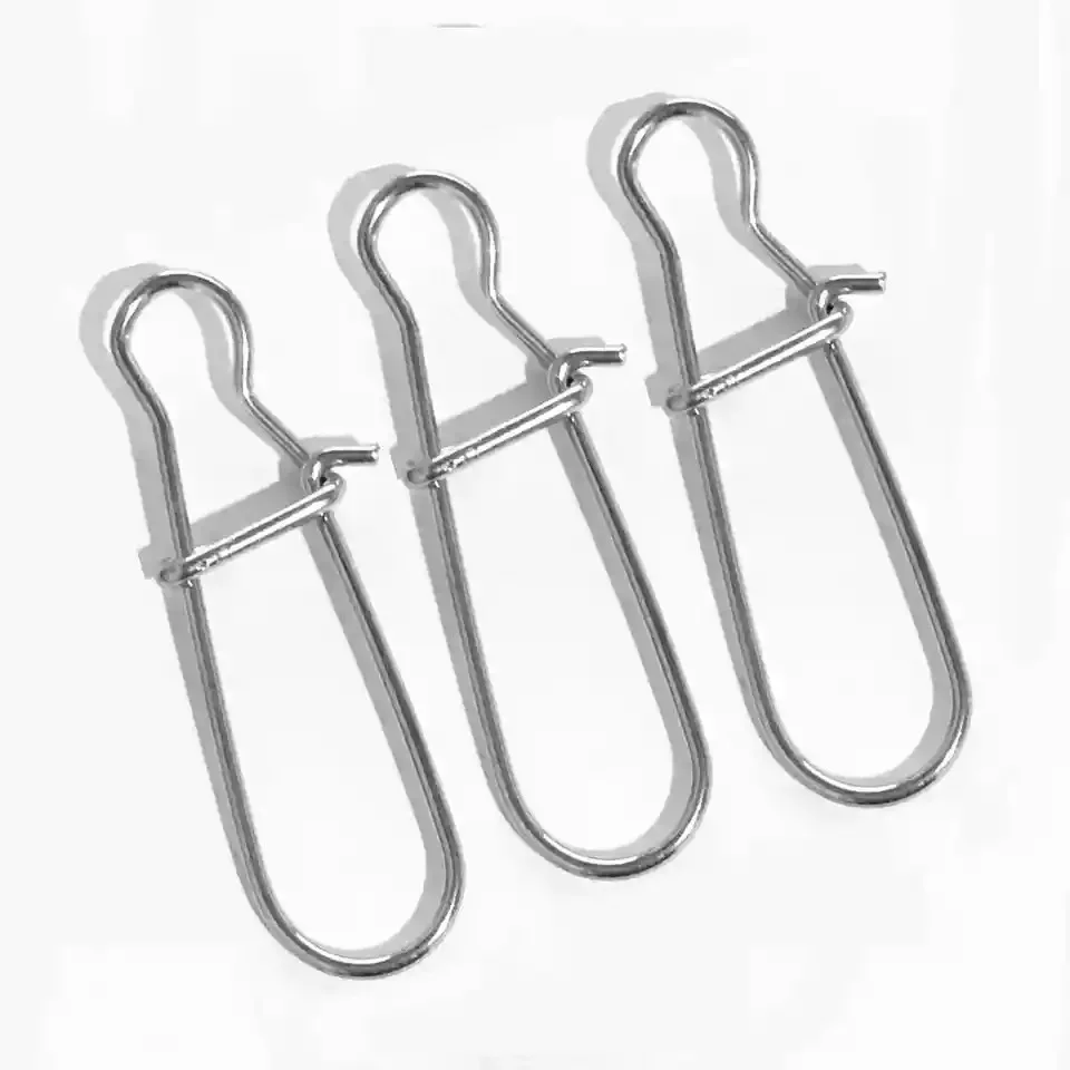 Stainless Steel Fast Clip Lock Snap Swivel Slid Rings Safety Snaps Fishing Hook Connector Tool