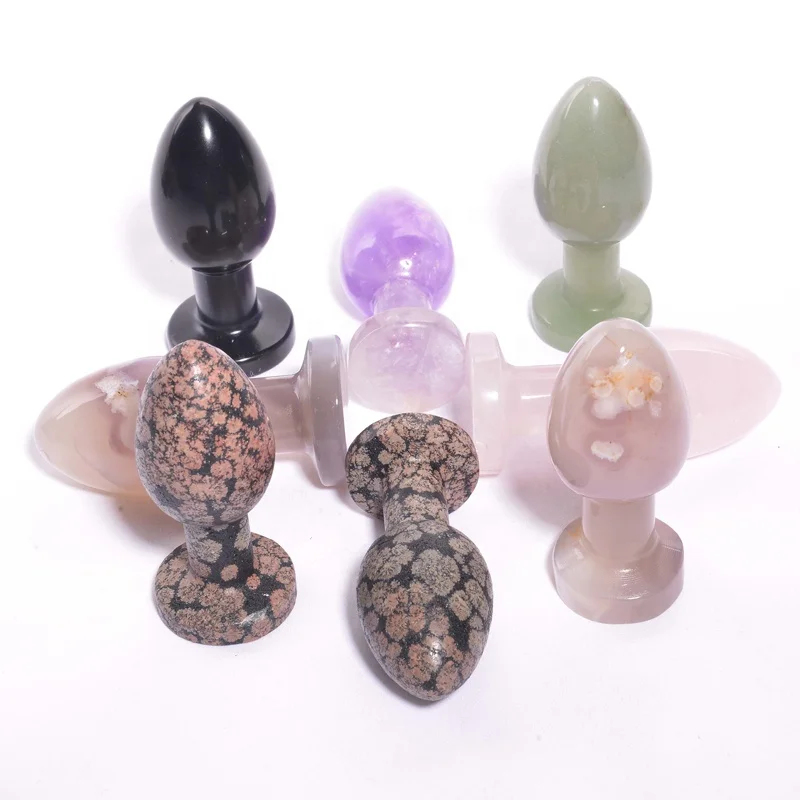 wholesale snowflake obsidian BUTT PLUGS cherry blossom agate anal plug gemstone healing