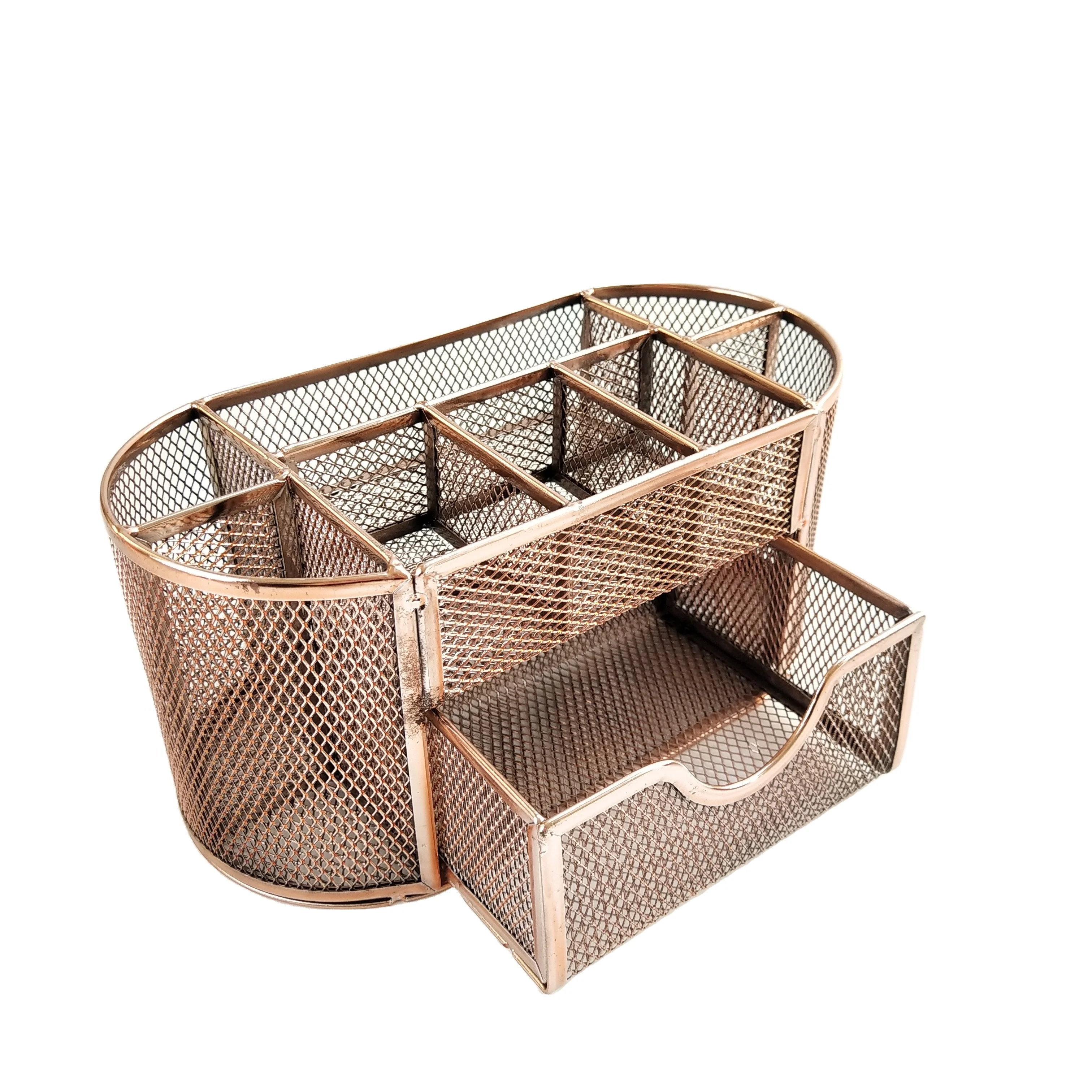 School Supplies Caddy Container Stationery Desk Organizer Pencil Clips Storage Holders Multifunctional 9 Compartment Pen Holder