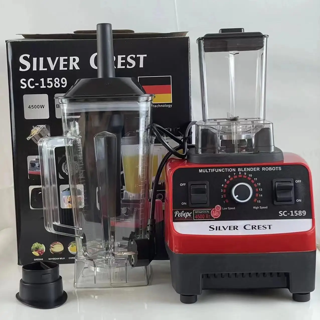 Silver Crest Blender 4500W 2L Large Capacity Commercial With Mixer Grinder Heavy Duty Machine Portable Ice Smoothie Blenders