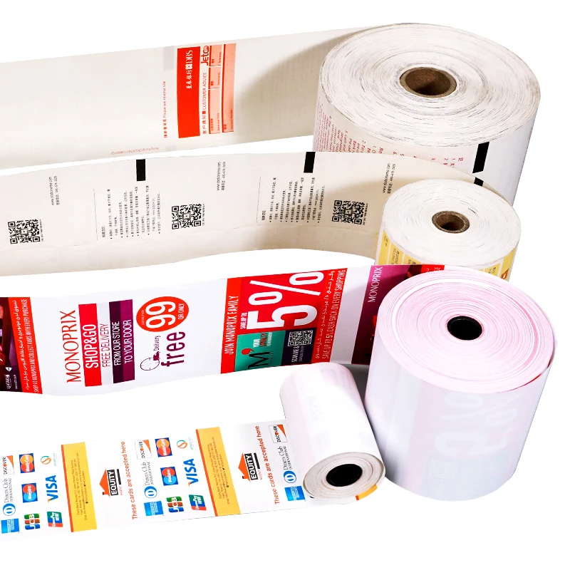 Custom LOGO thermal printed back paper rolls 80x80mm 57x40mm Bank ATM Paper Roll