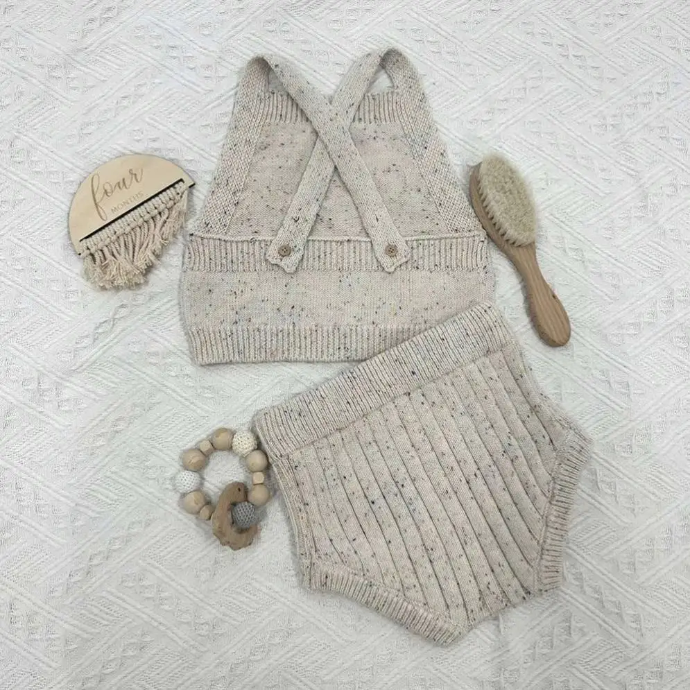 Custom Logo Winter Knit Baby Set Chunky Knitted Baby Sweater For Kids