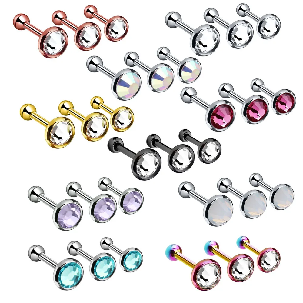 Classic 3pcs/set Stainless Steel Czech Stud Earring Trendy Party Festival Casual Jewelry Gift