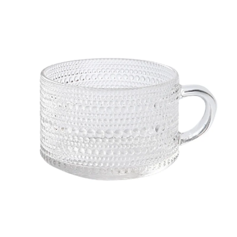 New Design Sunflower Embossed Transparent Glass Coffee Mug  With Handle Can Be A Excellent Gift