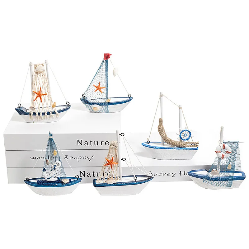 Marine Nautical Creative Sailboat Mode Room Decoration Figurines Miniatures Mediterranean Style Ship Small Boat Ornaments