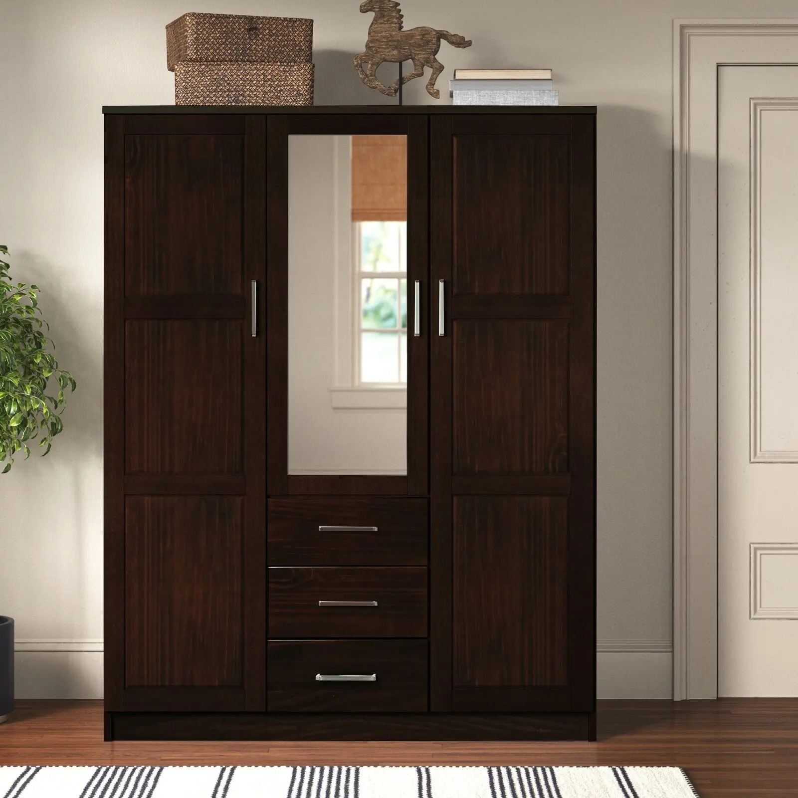 2021 new design Modern Design Bedroom Furniture Melamine Wooden folding Door Wardrobe