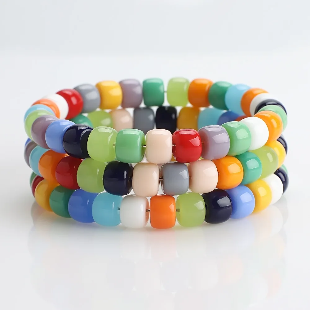 8x6mm Coloful Glass Crystal Beads Cylindrical Loose Spacer Beads For Jewelry Making Supplies DIY Charms Bracelet Necklace 15'