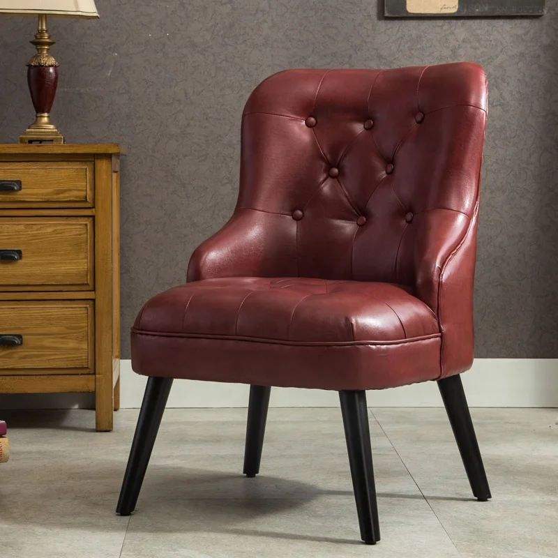 Современный американский Стиль искусственная кожа Стеганный Акцент стул мебель минималистичный деревянный подлокотник стул