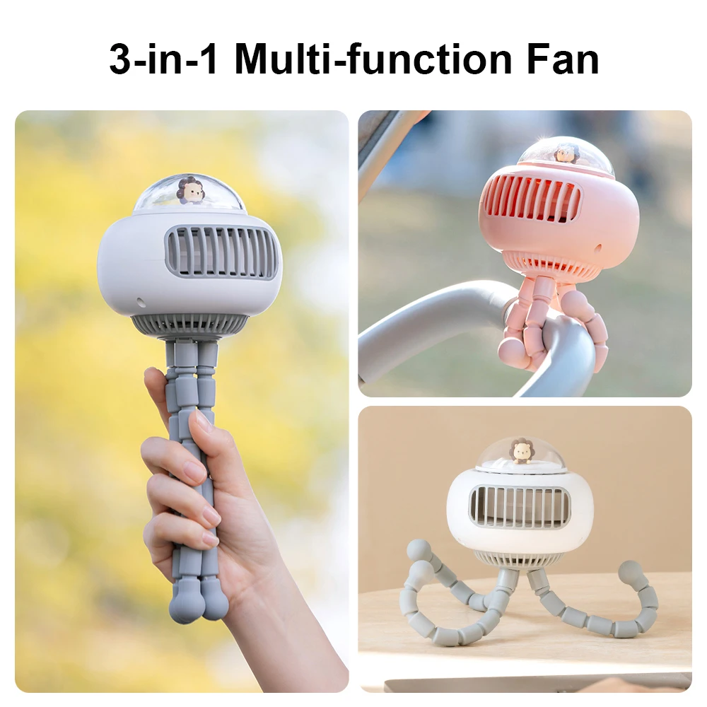USB Mini Rechargeable Fan for Baby Stroller Handy Bladeless Turbo Outdoor Portable Hand Fan 3600mAh Large Battery Summer Fan