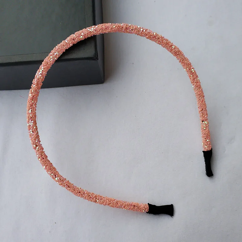 Hot Sales Cheap Colorful Bangs Clip Onion Powder Glitter Headband Crystal Rhinestone Sequin Hair Hoop Hair Band Women