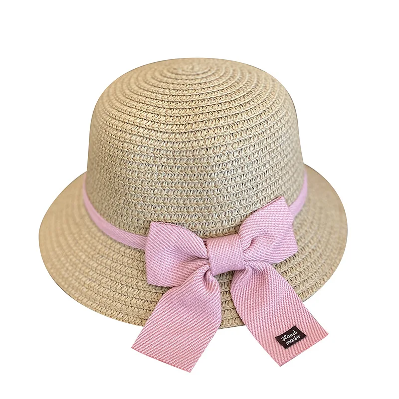 summer kids adults hat wide brim floppy beach sun visor hat with bow straw hat with bags baby adults accessories