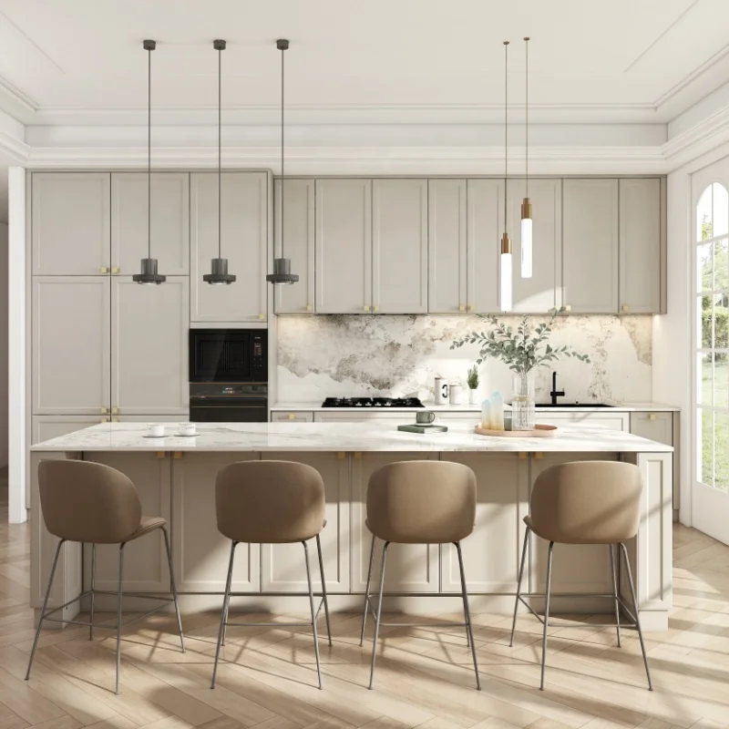 CS Custom Modern Designs Furniture Modular White Melamine Kitchen Cabinets Complete Set