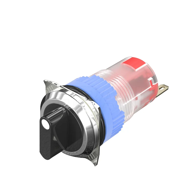 Plastic Shell 16mm Panel Switch Locking Speaker Selector Rotary Switch 2 Position 5A UL Swith 6 Pinos Silver Alloy