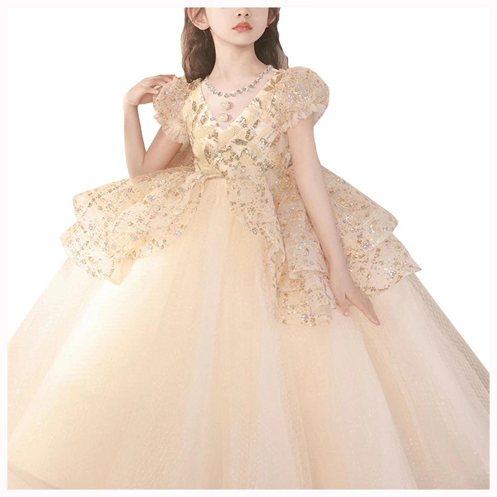 Champagne Wedding Dress Princess For Flower Girl Dresses For Girls Of 15 Party
