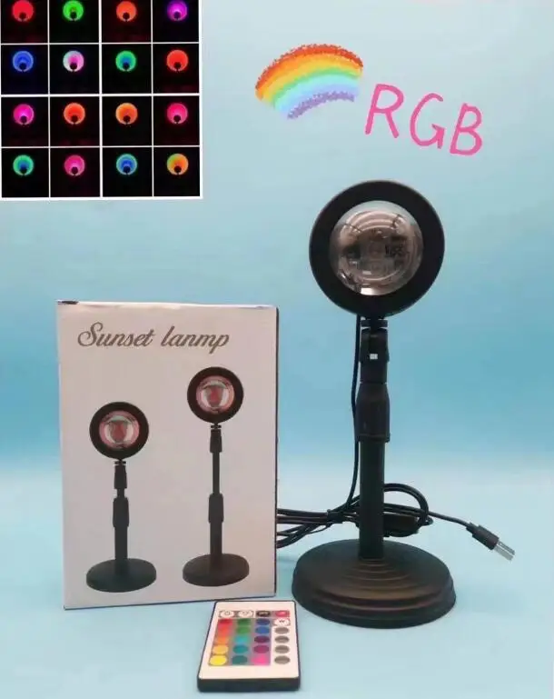 RGB Sunset Lamp with Remote Controller Sunset Atmosphere Lamp 16 Color Sunset Projector Lamp LED Night Light