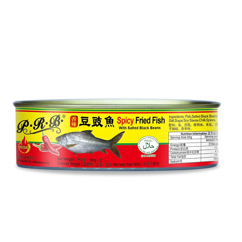PRB Spicy Fried Fish with Salted Black Beans in oil Canned Fish Tilapia Dace