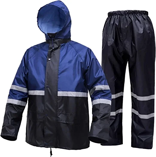 Rain Suits for Men Women Waterproof Breathable Rain Coats with Eye-Catching Reflective Strip Durable Rain Gear Jacket Pants