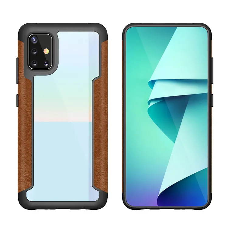 Чехол для samsung galaxy a51/A71, прозрачные чехлы для телефона из ТПУ, акриловый + ТПУ + кожаный Противоскользящий чехол-рамка для телефона с защитой от падения