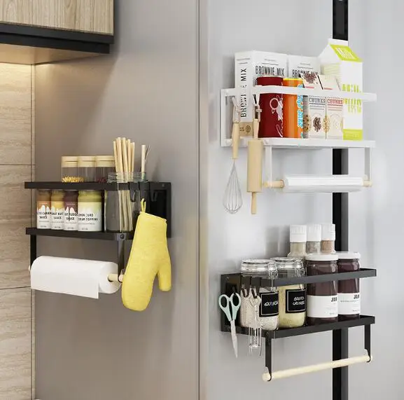 Magnetic Fridge Spice Rack Organizer for Kitchen,Magnetic Paper Towel Holder Rack Shelf for Refrigerator