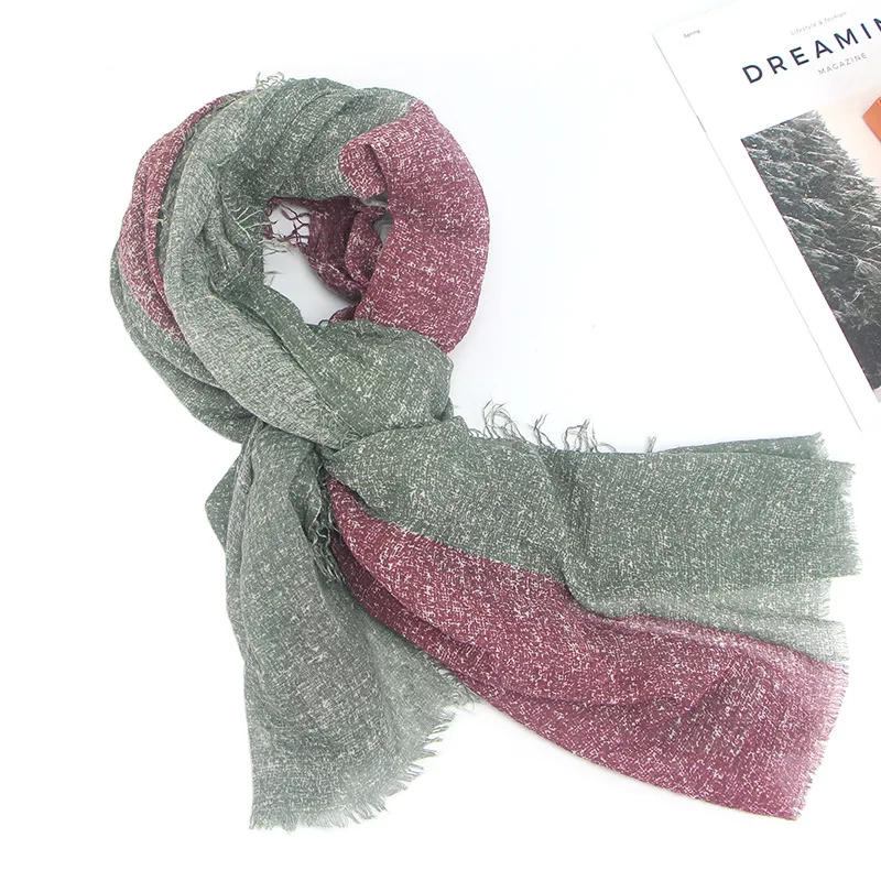Женский шарф из хлопка и льна, модная повязка на голову в европейском и американском стиле на осень и зиму