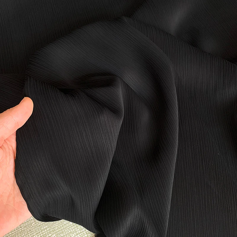 Wholesale Multiple Colors 100 Silk Crinkled Fabric Light Weight Pleated Fabric Plain Silk Crinkle Satin Fabric For Silk Scarf