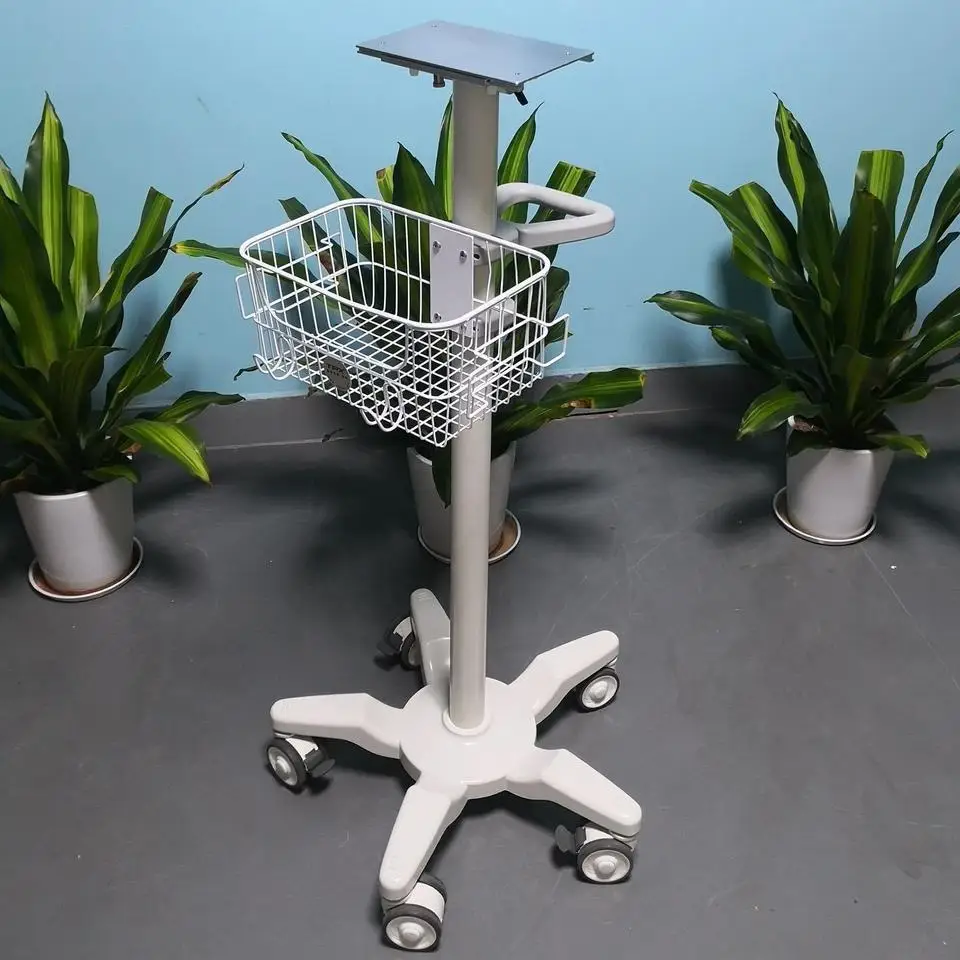 Hot Selling Monitor Stand Stainless Steel Medical Instrument Height Adjustable Patient Trolley For Hospital