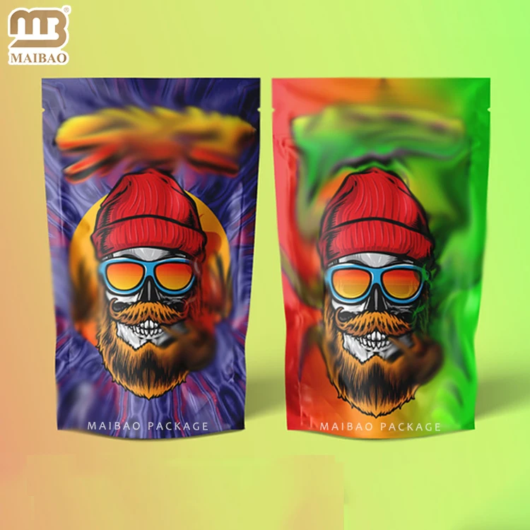 Minfly Digital Printing Custom 3.5 G Smell Proof Child Proof Stand Up Pouch Packaging With Zipper Mylar Bags