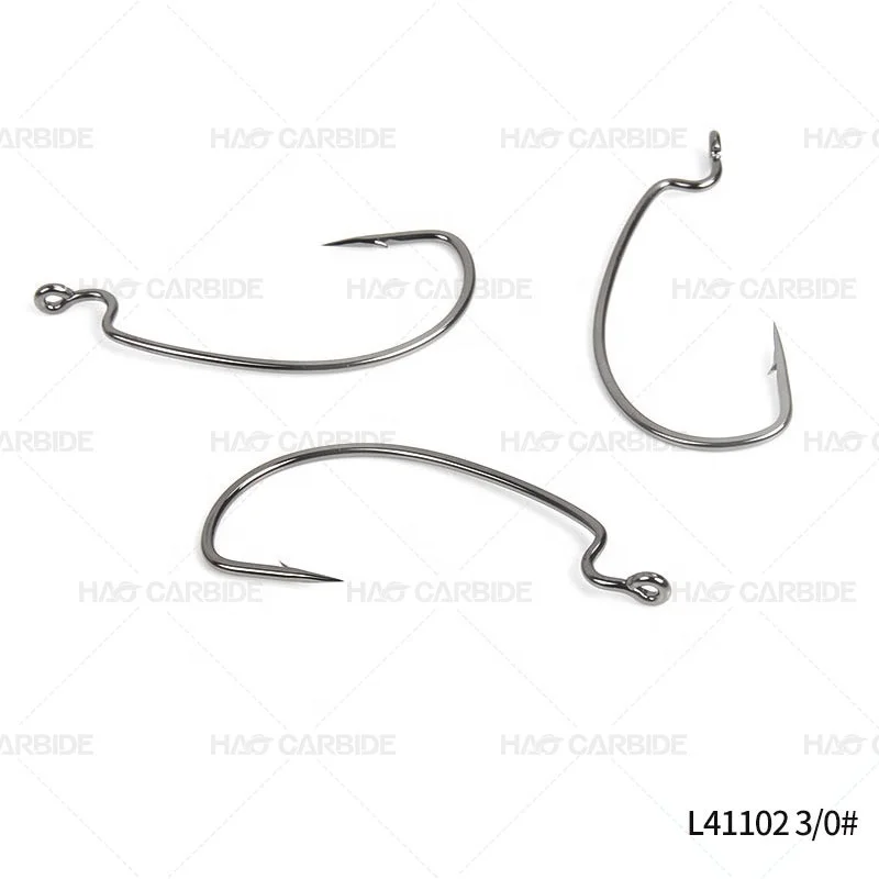 Extra Wide Gap EWG Hook Bait Holder Offset Worm Hook Black Nickel  L41101