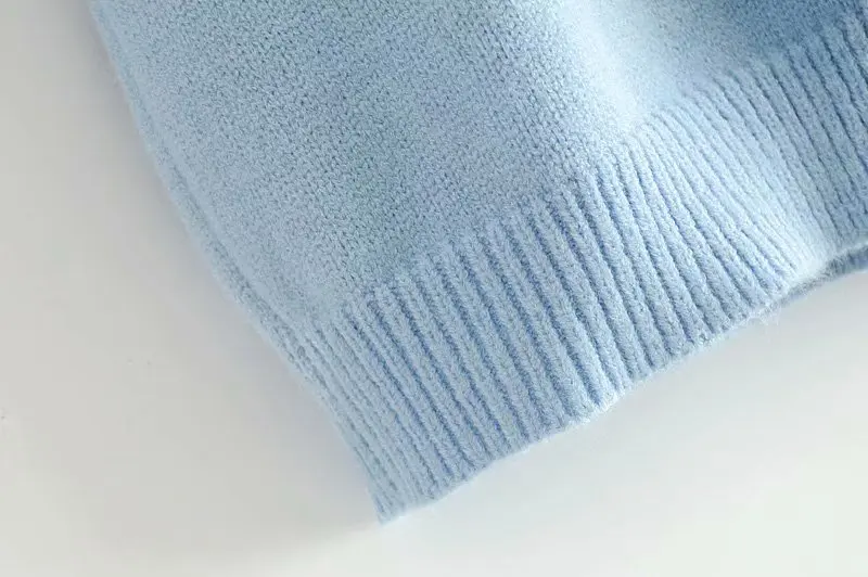 oem sweater 12gg V-neck button up plain cute girl cotton cardigan sweater ladies light blue spring summer crop card