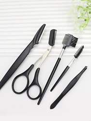 5 шт Черный бровей обрезки набор для придания формы бровям, набор инструментов для бровей, ножницы, пинцет, комплект