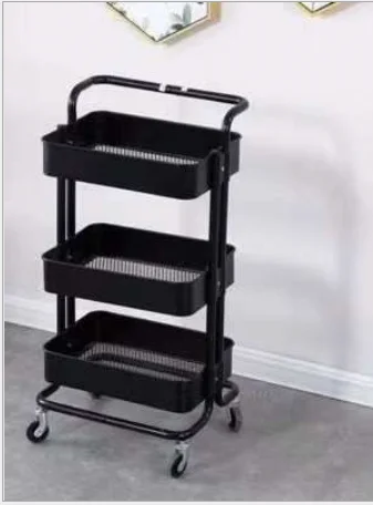 Zhenzhi Kitchen Bathroom Cart European Thickened Can Move 3-tier Utility Rolling Trolley Home Storage OEM Stainless Steel SGS