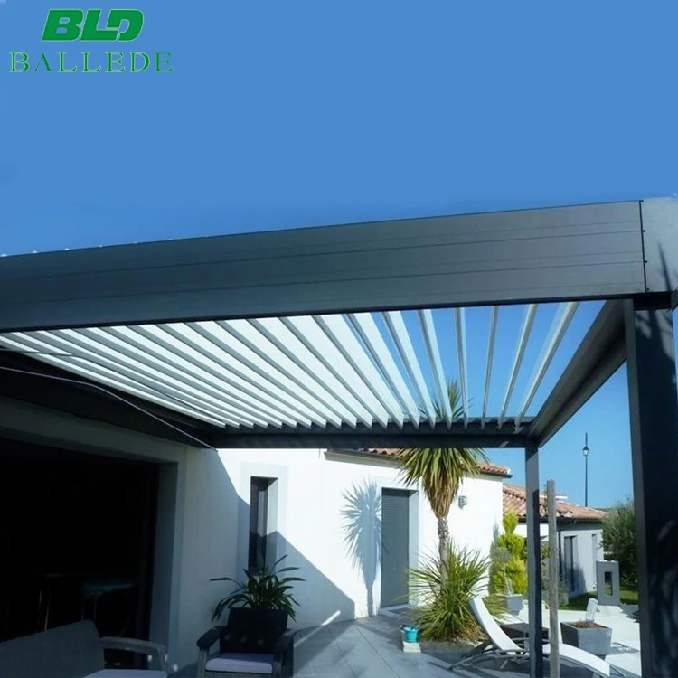 Build a pergola waterproof automatic motorized aluminio retractable outdoor electric pergola roof aluminium