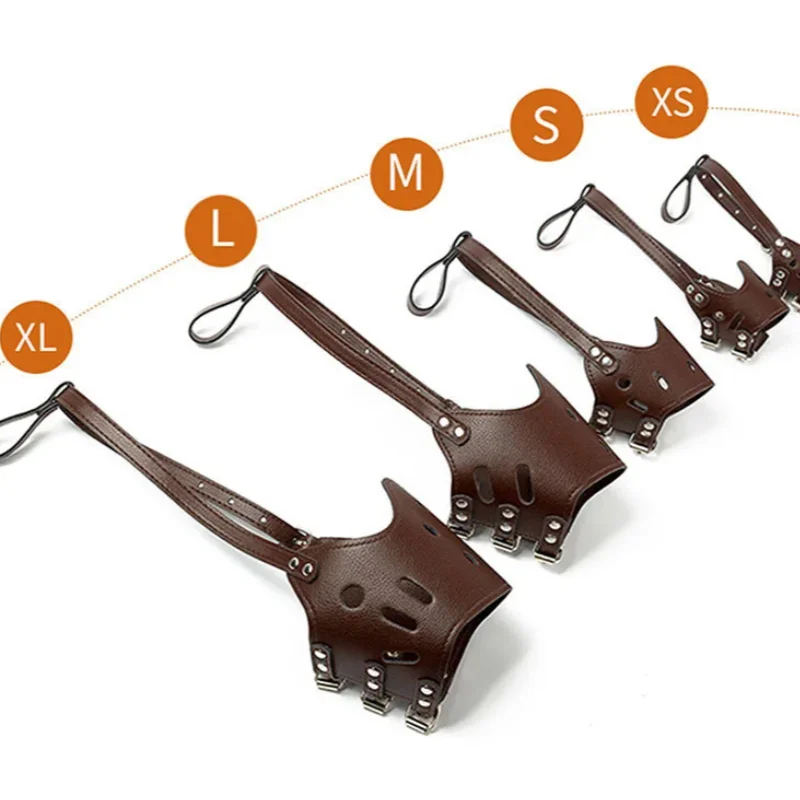 Pet Dog Muzzle Adjustable Breathable PU Leather Muzzles Stop Biting Barking Chewing For Small Medium Dogs