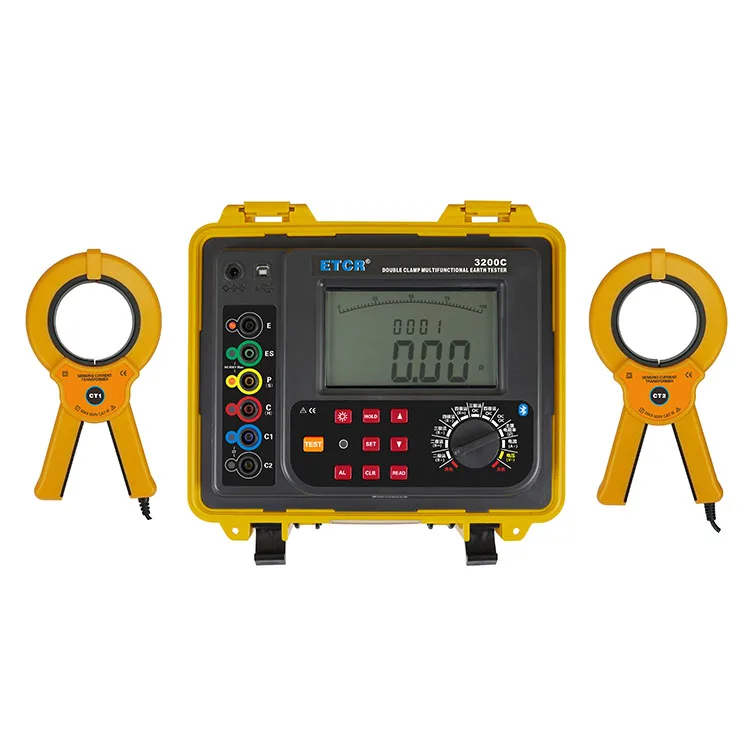 ETCR3200C  New Design Resistance Tester Waterproof Double Clamp Ground Resistance Meter Test Tool  With Big Screen