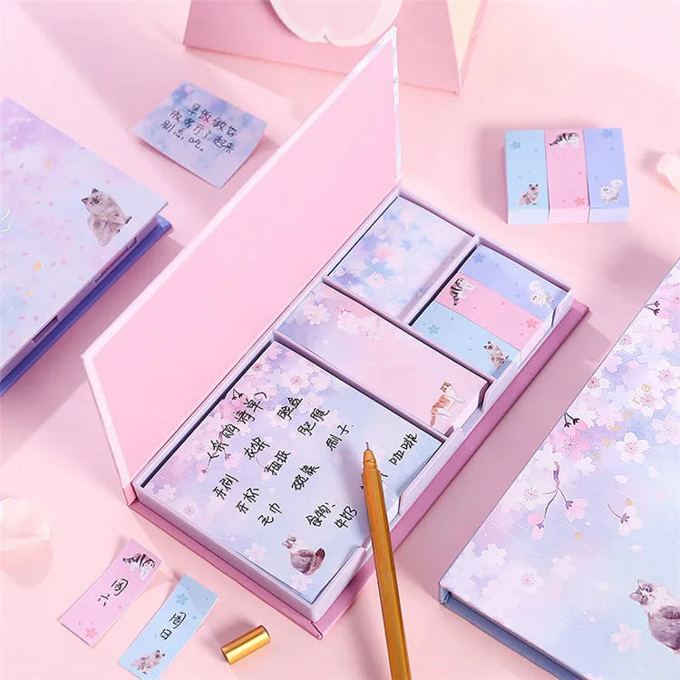 Stationery novelty eco-friendly sakura flower star page marker memo pad sticky note set