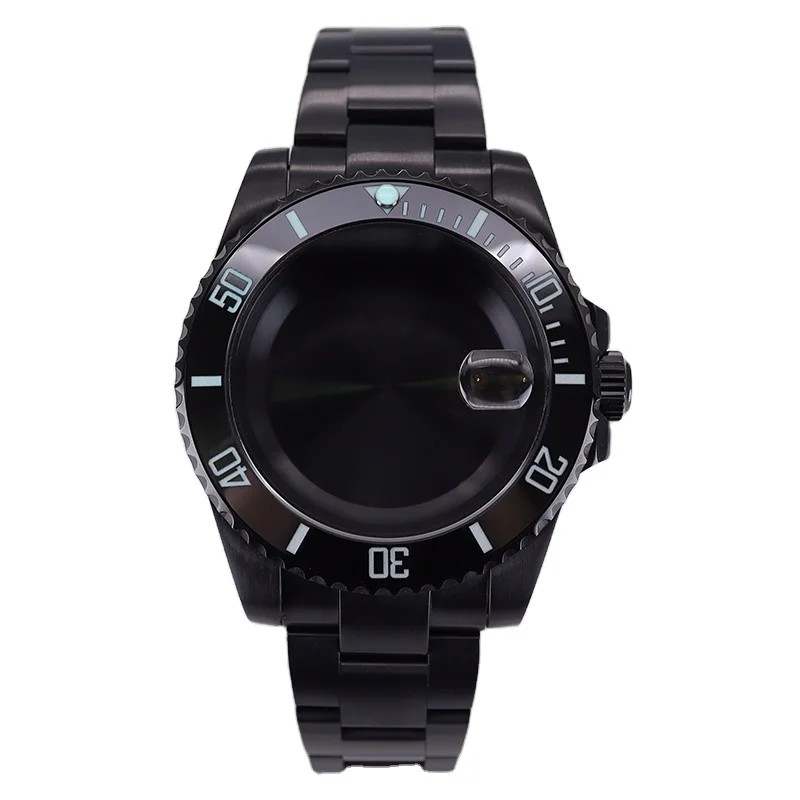 Custom black stainless steel watch band strap and case replacement watch parts for SEIKO NH35 Nh36 Eta 2824 Miyota 8215 Movement