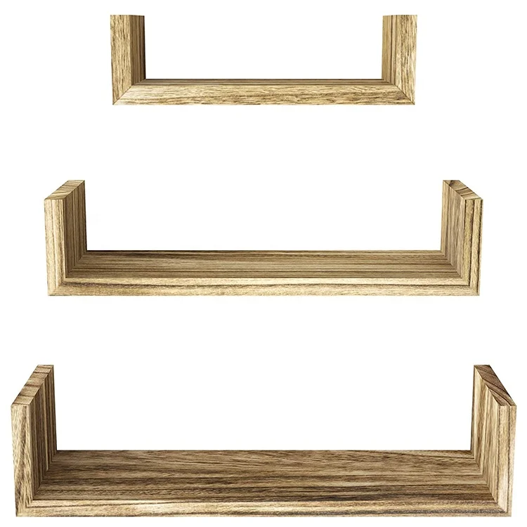 Лидер продаж Amazon, деревянный настенный декор, настенная деревянная плавающая полка для кухни и ванной