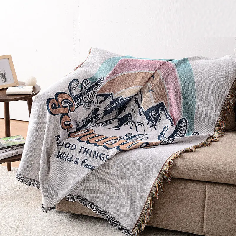 Рекламный логотип на заказ, одеяло для дивана, украшение для дома, гостиной, теплый смешанный гобелен