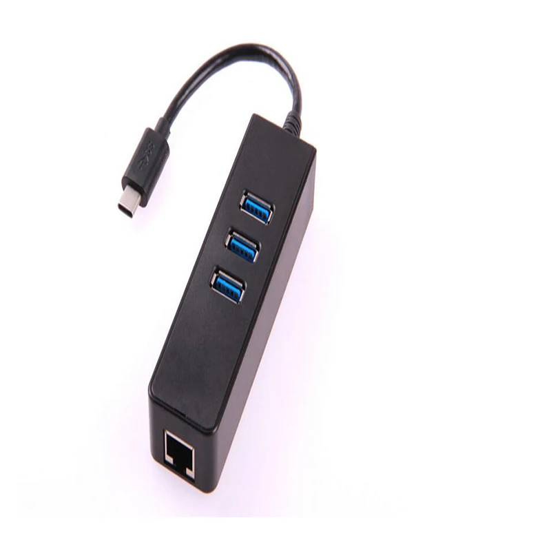 USB 3.1 Type C to 3 Ports USB 3.0 Hub with Rj45 Type-C to USB 3.0X3+RJ45 Adapter