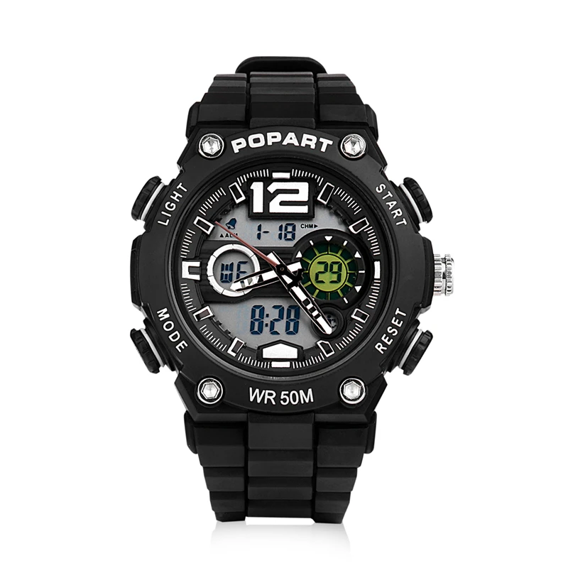 
ABS Plastic cheap 5 atm stainless steel back geneva cover watch 