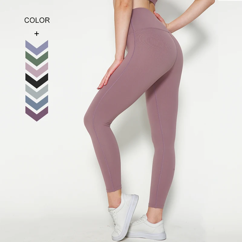 Wholesale High Waist Sports Pant Double Sided Nude Tights Yoga Leggings Seamless Women Workout Leggings