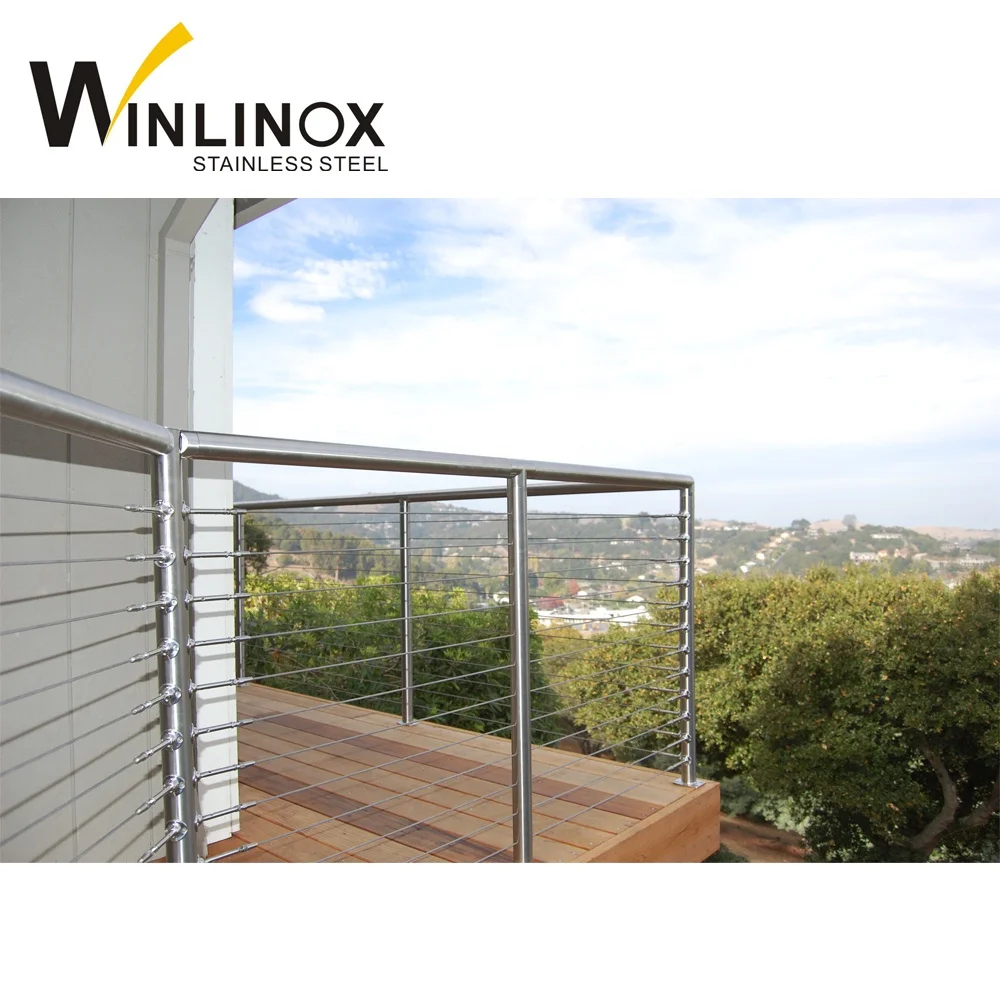 Stainless steel cable railing wire rope tensioner with round post