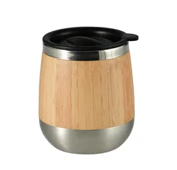 BS01-A 480ml 17oz Double Wall Insulated Bamboo Water Bottle with Stainless Steel Tea Infuser for Detox Tea On-The-Go