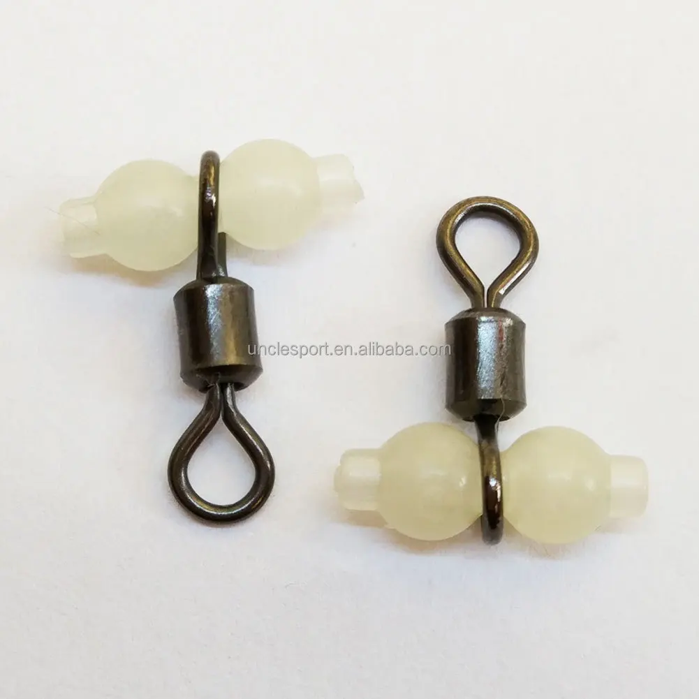 1000 pieces/bag   Luminous 3 way  Fishing Swivel  cross line Swivel  fluorescent beads with Rolling Swivel for Night fishing