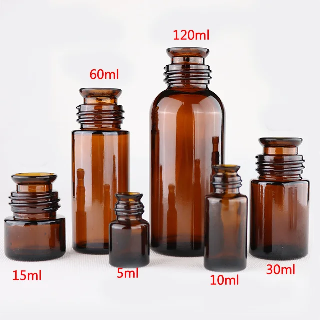 Linlang Shanghai 5ML 10ml 15ml 30ml Brown bell mouth glass bottle Round Glass Bottle with Phenolic Resin Cap